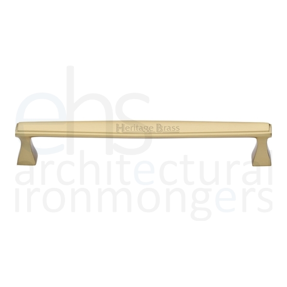 C0334 254-SB • 254 x 271 x 35mm • Satin Brass • Heritage Brass Art Deco Cabinet Pull Handle